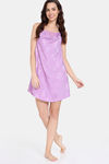 Zivame Floral Vows Woven Knee Length Nightdress - African Violet — thumbnail 4